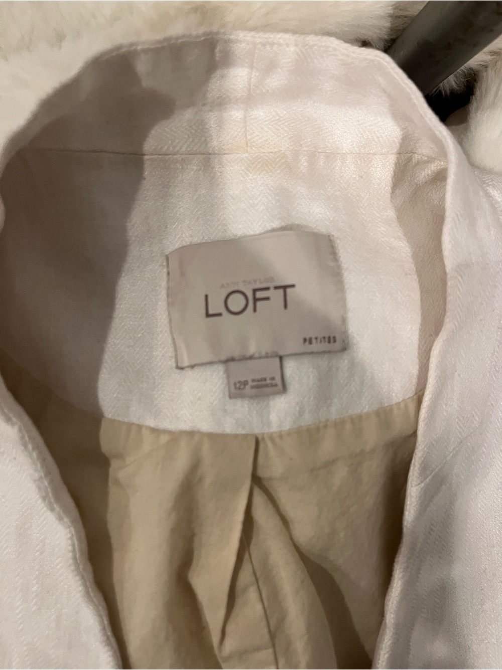 LOFT Off White LINEN Blazer Sz 12P ORIG $114+ PETITE LUXURY Deal AS IS!
